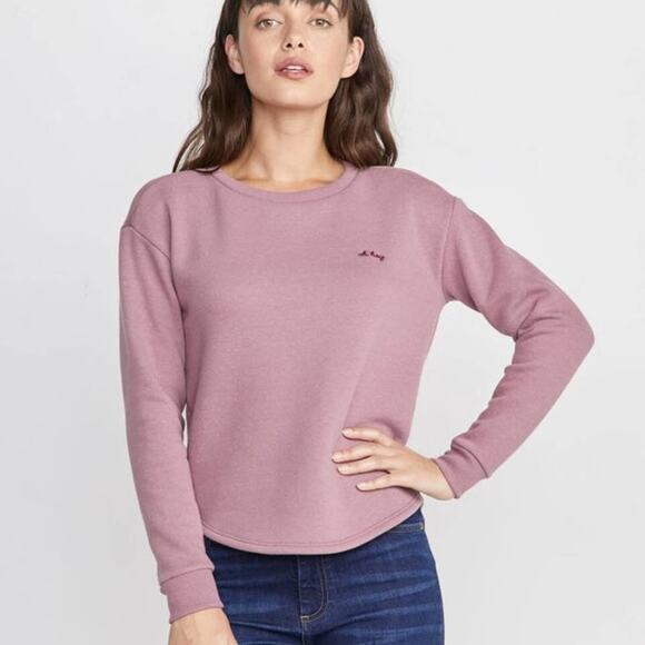 MARINE LAYER Oh Hey Saddle Crew Fleece Sweatshirt Mauve {I12} - Picture 2 of 10